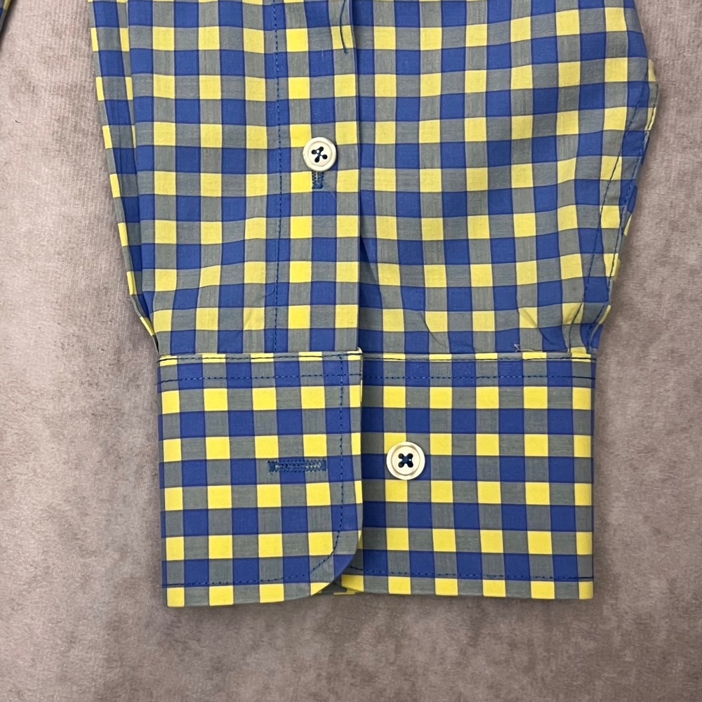Donald Ross Button Down Men XXL Blue Yellow Gingham Check Long Sleeve Excellent - Picture 5 of 13